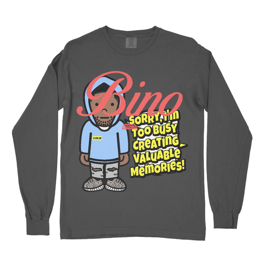 BINO® "Sorry Too Busy" Garment-Dyed Long Sleeve T-Shirt